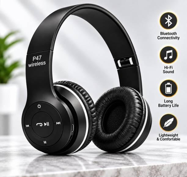 akiranix P47 Wireless iC-04 Headphone With Mic & SD Card Slot Bluetooth Headset Bluetooth without Mic