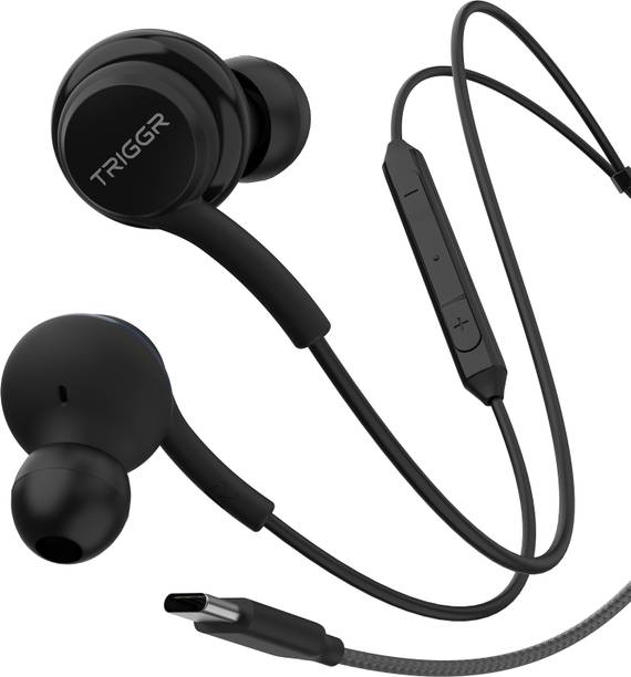 TRIGGR Drip Type-C Wired Earphones with 13mm Driver, In-line Controls, Rich Bass, Mic Wired