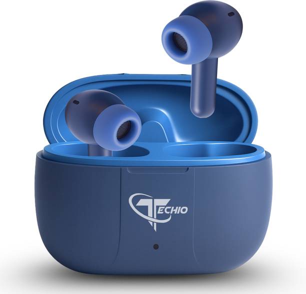 TECHIO BassStorm Pro BT 5.3 Earbuds, 40Hr Playback, 13mm Bass, ENC Bluetooth