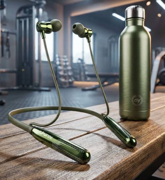 Unlx UX777 Nesh Bluetooth Neckband,84 Hours Battery,Dual Device Pairing/Green_U105 Bluetooth