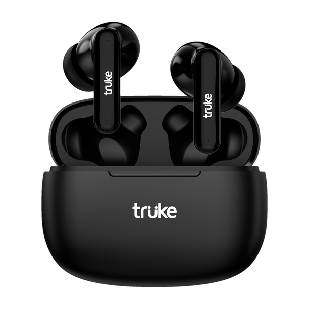 truke Airbuds Lite with Quad Mic ENC, 48Hrs Battery, Gaming Mode,Made in India, 5.1v Bluetooth Headset Black, True Wireless