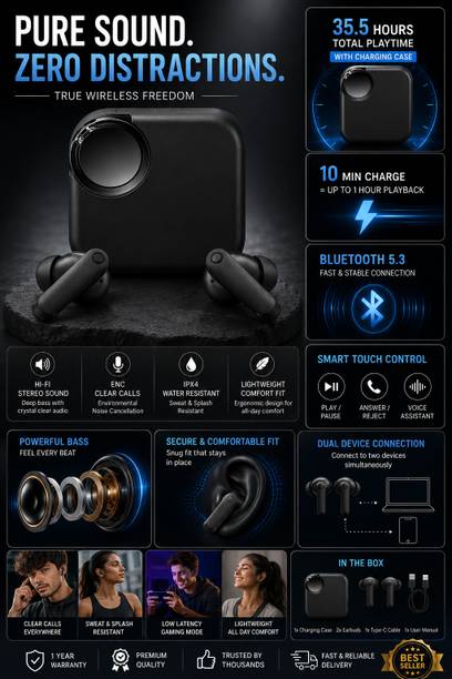 vaxyl NovaBuds Pro TWS Bluetooth Earbuds with Deep Bass and Fast Charging Bluetooth
