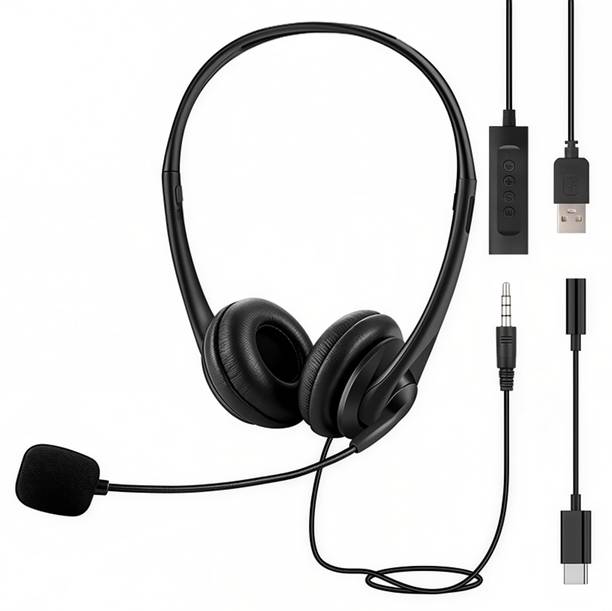 Zorbes Wired Headphones with Mic 3in1 USB TypeC Jack Noise Cancelling Headset Wired