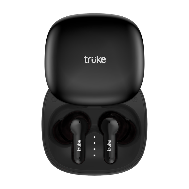 truke Buds S2 Lite with Quad-Mic ENC, 48H Playtime, Made in India, 10mm drivers Bluetooth Headset Black, True Wireless