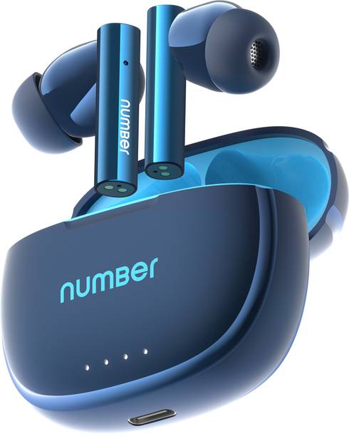 Number Navo Buds X1 w/ 50H Playtime, Dual Pairing, 13mm Speakers, ENC, 45ms Low Latency Bluetooth