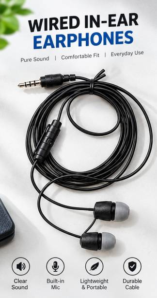 APN GROUPS Headphone with mic Wired - Premium - Black Colour Wired