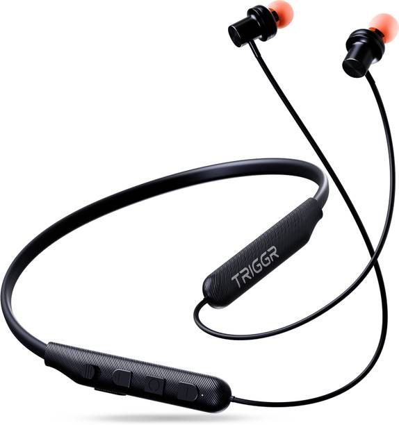TRIGGR Bassplugs 100 Neckband, Dedicated Switch, 40H Battery, Dual Pairing, Fast Charge Bluetooth