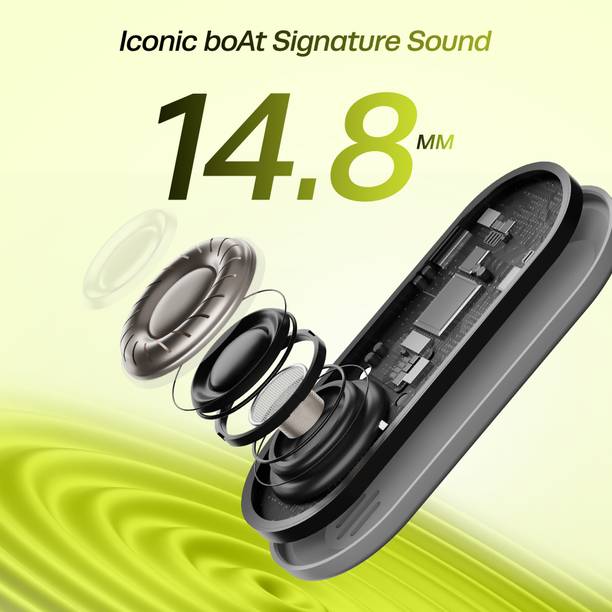 boAt Rockerz 261 Pro w/ Air Conduction Tech, 14.8mm Drivers & Seamless Touch Controls Bluetooth Headset  (Lazer Lime, In the Ear)