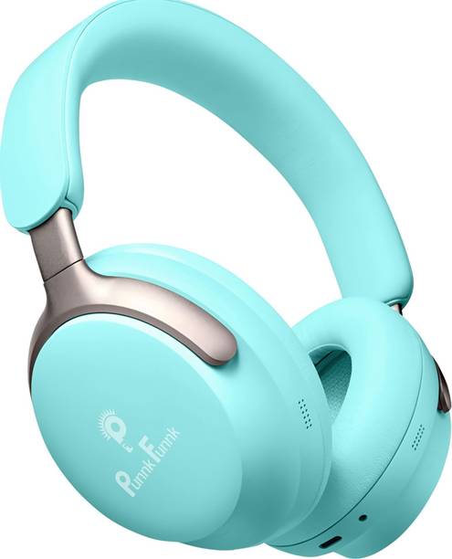 PunnkFunnk SuperBass Wireless Headpone with 70Hr Playtime & Mic, Foldable Design & Aux Bluetooth