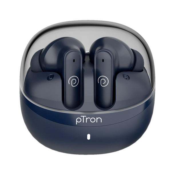 PTron Bassbuds Indie w/ AI-ENC Clear Calls, 45hrs Playtime, Custom EQ, App Support Bluetooth