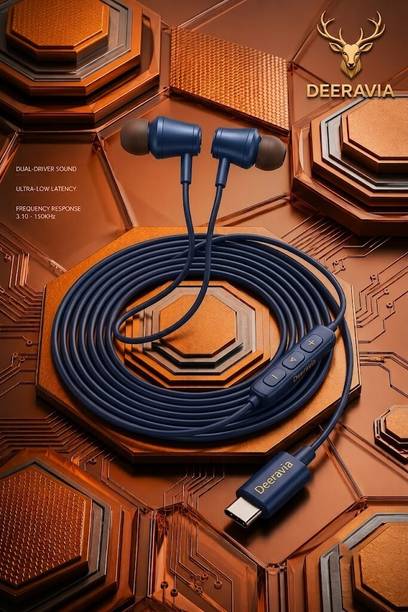 Deeravia Type-C Earphone|ENC Mic| Premium Earphone| Magnetized Buds pro Phantom Addition Wired