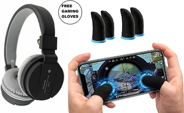 JANROCK SH-12 WIRELESS BLUETOOTH HEADPHONE with 2 PAIR PUBG GAMING GLOVES Bluetooth