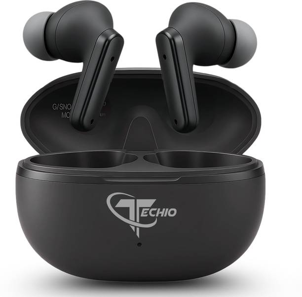 TECHIO ClearBass Ultra Earbuds, 40Hr Playback, 13mm Bass Boost,Touch Control Bluetooth
