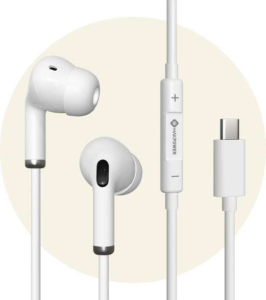MAK POWER In-Ear Type C Wired Headphone, Dynamic Sound Quality, 120cm Tangle-free Cable Wired