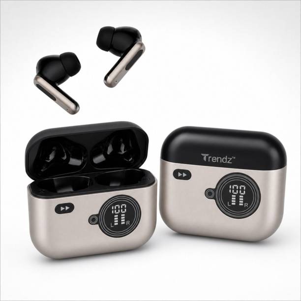 Trendz AeroX Metallic Bluetooth Earbuds 40H Playback Quad Mic ANC ENC Fast Charging Bluetooth
