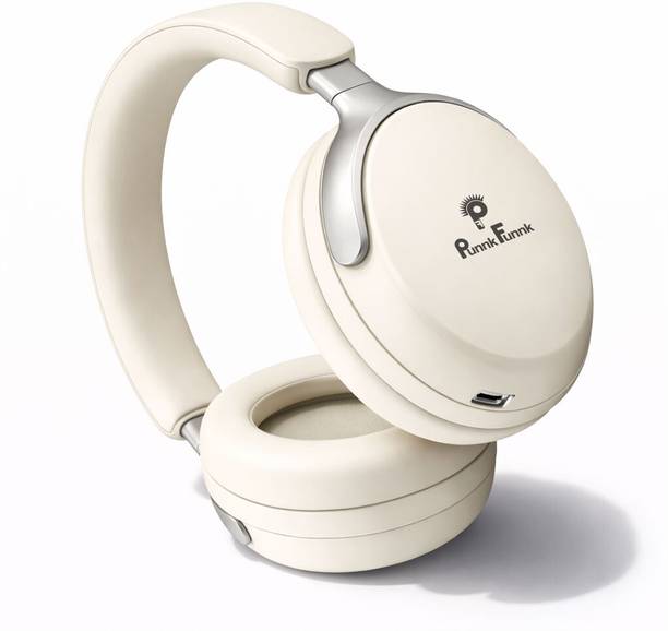 PunnkFunnk SuperBass with 70Hr Playtime Wireless Headpone & Mic, Foldable Design, Aux Bluetooth