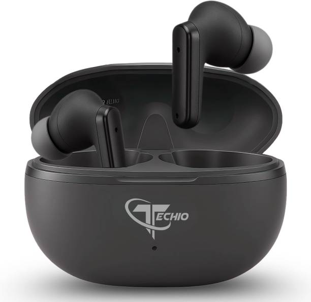TECHIO AirBeat ENC Bluetooth Earbuds, 40Hr Backup, 13mm Bass, IPX5 Bluetooth