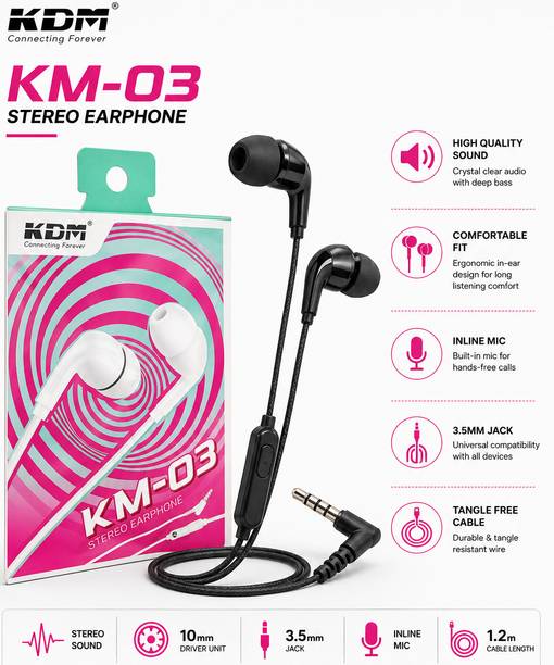 KDM KM03 Jack 3.5mm Stereo earphone Wired