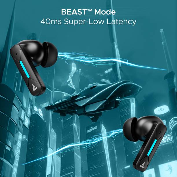 boAt Immortal Airspeed Pro w/ Active Noise Cancellation, Beast Mode & 40 HRS Playback Bluetooth Headset  (Black Sabre, True Wireless)
