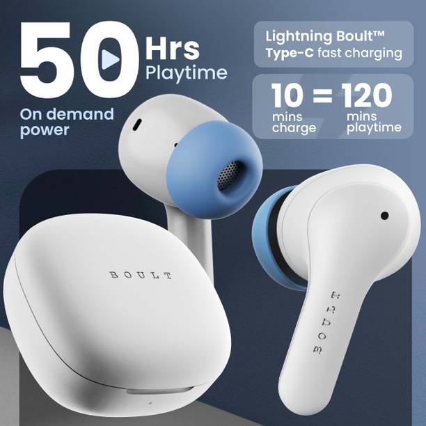 Boult K10 50H Battery, 4 Mic ENC, 45ms Low Latency, Dual Master, Touch Control, 5.4v Bluetooth  (Blue Ice, True Wireless)