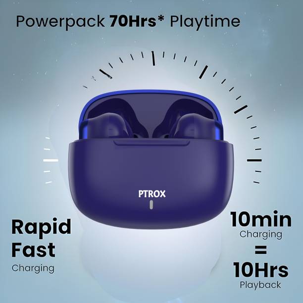 PTROX Ultrabuds with Latest BT v6.0,40Hr Playtime,13mm Dynamic Driver,Rich Bass N223 Bluetooth