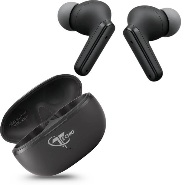 TECHIO BassPulse Earbuds, 40Hr Battery, 13mm Bass, ENC,Touch Control,Quad-Mic Bluetooth