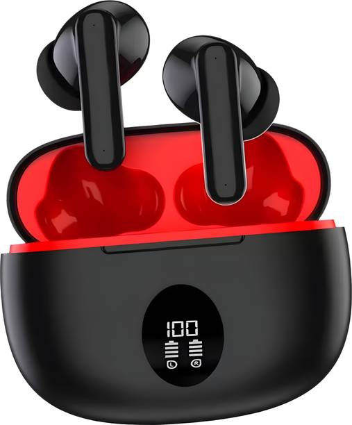 Gripzo True Wireless Stereo Earbuds for Bluetooth Gaming (Black & Red, True Wireless) Bluetooth Gaming