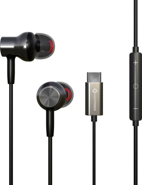 MAK POWER Type-C Wired Earphone, Premium HD Audio, 120 cm Tangle-Free Cable, in-Line Mic Wired