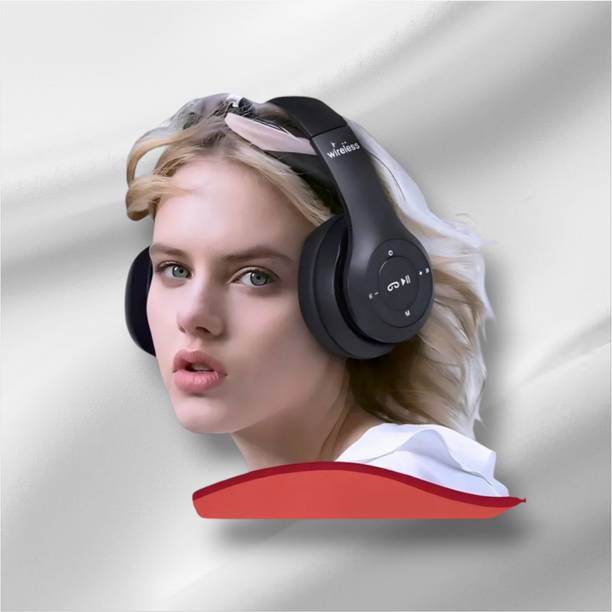 AIZINA Stylish Foldable Headphones with Mic & SD Card, Extended Playtime_PS Bluetooth & Wired