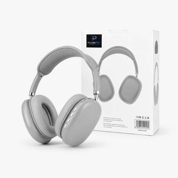 PULSETEK Wireless Bluetooth Headphones HiFi Stereo Over Ear Deep Bass Grey Bluetooth
