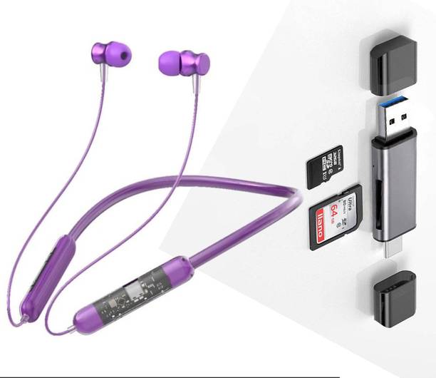 Foxne Point Transparent Bluetooth Earphone Wireless Headphones With USB/TYPE-C CARD READER Bluetooth