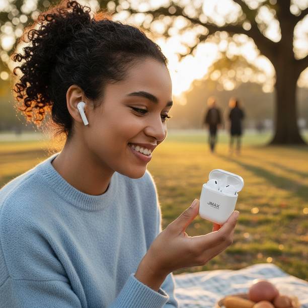 Jmax JM-TW-14 | 20H Non-Stop Music | High Base| 200mAh Case | 2H Talk Time Bluetooth Bluetooth