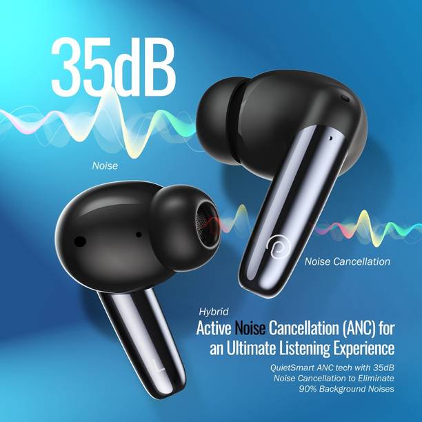 PTron Zenbuds Ultima In-Ear 35dB ANC Earbuds with Quad Mic ENC Calls, 50H Playtime Bluetooth Headset