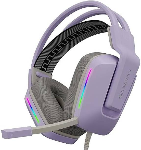 ZEBRONICS Havoc Premium Gaming Over Earphone (Purple) Bluetooth & Wired