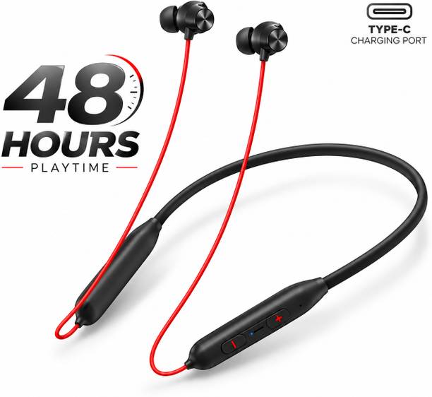 MAK Bluetooth Neckband Earphones for Musical Experience,TypeC Charge 48 Hrs Playtime Bluetooth