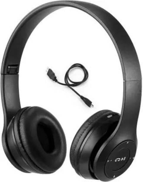 icall Foldable Wireless & Sports Headphone with Mic and volume button Bluetooth & Wired