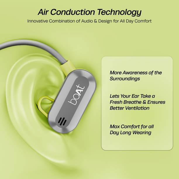 boAt Rockerz 261 Pro w/ Air Conduction Tech, 14.8mm Drivers & Seamless Touch Controls Bluetooth Headset  (Lazer Lime, In the Ear)