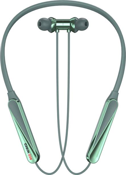 RED WIRED Bluetooth Headphone - 100Hours Playtime Wireless Neckband headphones Earphone-4 Bluetooth Gaming