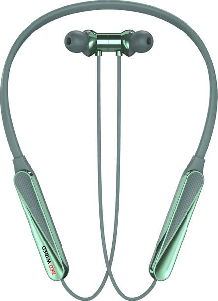 RED WIRED Bluetooth Headphone - 100Hours Playtime Wireless Neckband headphones Earphone-2 Bluetooth Gaming