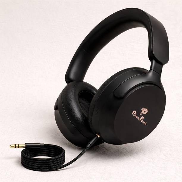 PunnkFunnk Over Ear Wireless Headphones with AUX Cable 40H Playtime Deep Bass Mic Bluetooth