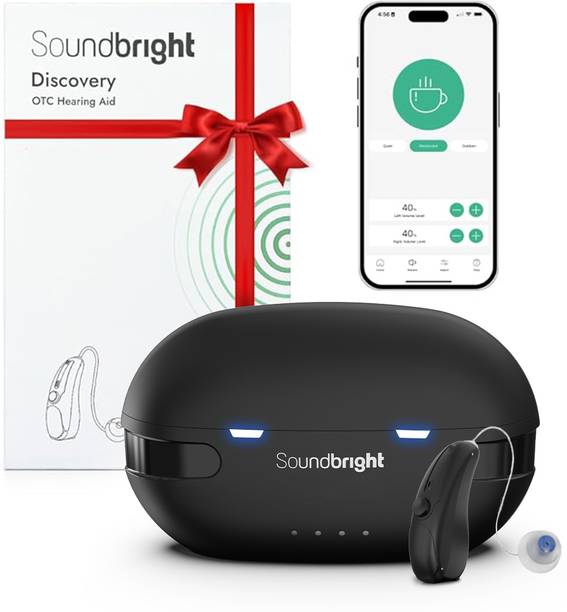 Hearstore.in Soundbright - Discovery 16 Channel Rechargeable Bluetooth Hearing Aids 3 Noise Cancelling Program With App Control (Left Ear) Hearing Aid