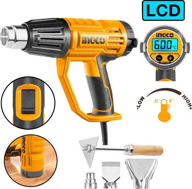 INGCO Adjustable Temperature Control with LCD Display for Precise Control 2000 W Heat Gun