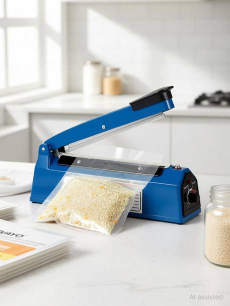 NIVAYO 8" Inch Heat Sealer Impulse Sealing Machine For Plastic Kitchen Food Sealer Bag With 3 Extra Replacement Element, Table Top Heat Sealer HT-0E (200 mm) Table Top Heat Sealer