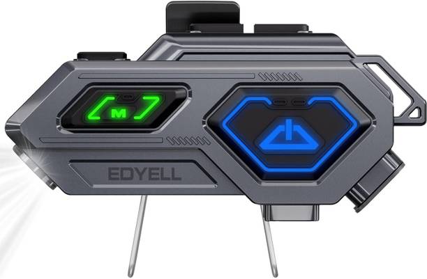 Edyell C8 Pro MotoComm + BTv5.4 Intercom & HiFi Stereo Compatible for All Helmets Helmet bluetooth device with Microphone, Hands Free Calling, Voice Assist, Collision Warnings
