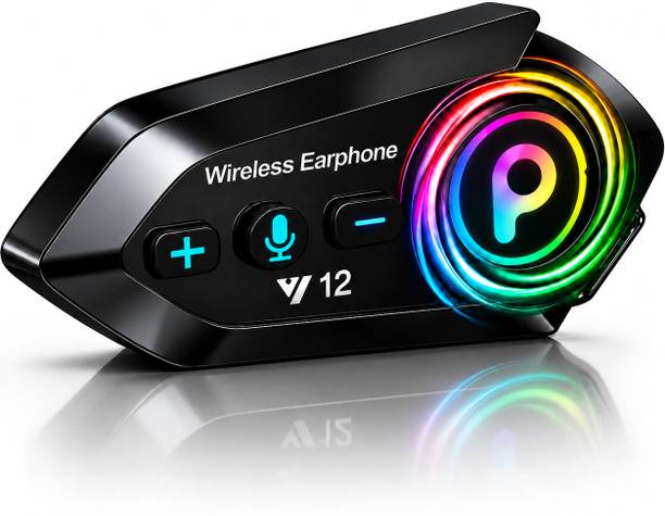 Primate Bluetooth Motorcycle Helmet Intercom Wireless Headset with RGB Light Mic Music Control Helmet bluetooth device with GPS Navigation, Earphone, Hands Free Calling, Voice Assist, Microphone