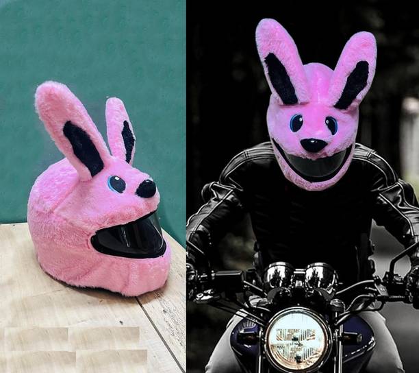BestLook Funny Ridding Rabbit Design Bunny Helmet Cover for Full Face Pink Helmet Cover Helmet Buckle Clip
