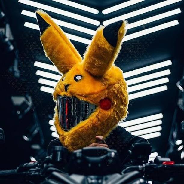 MentalLook Pikachu Helmet Cover for Riders | Motorcycle Bunny Helmet Cover - Yellow Helmet Buckle Clip