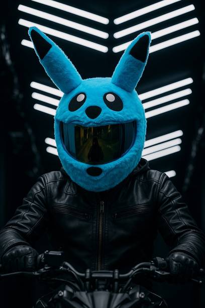 MentalLook Hot Bunny Helmet Cover Bright Sky Blue free Size Helmet Buckle Clip Helmet Helmet Buckle Clip