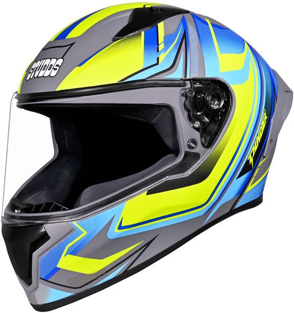 STUDDS Thunder Flash Full Face ISI & DOT Certified Helmet with Spoiler and Clear Visor Motorbike Helmet