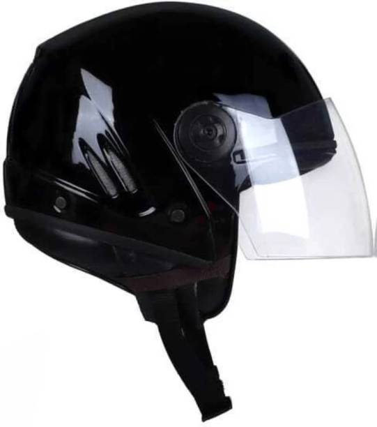 Anjana ABS TRACK OPEN FACE HELMET FOR UNISEX WITH PC VISOR (BLACK) Motorbike Helmet
